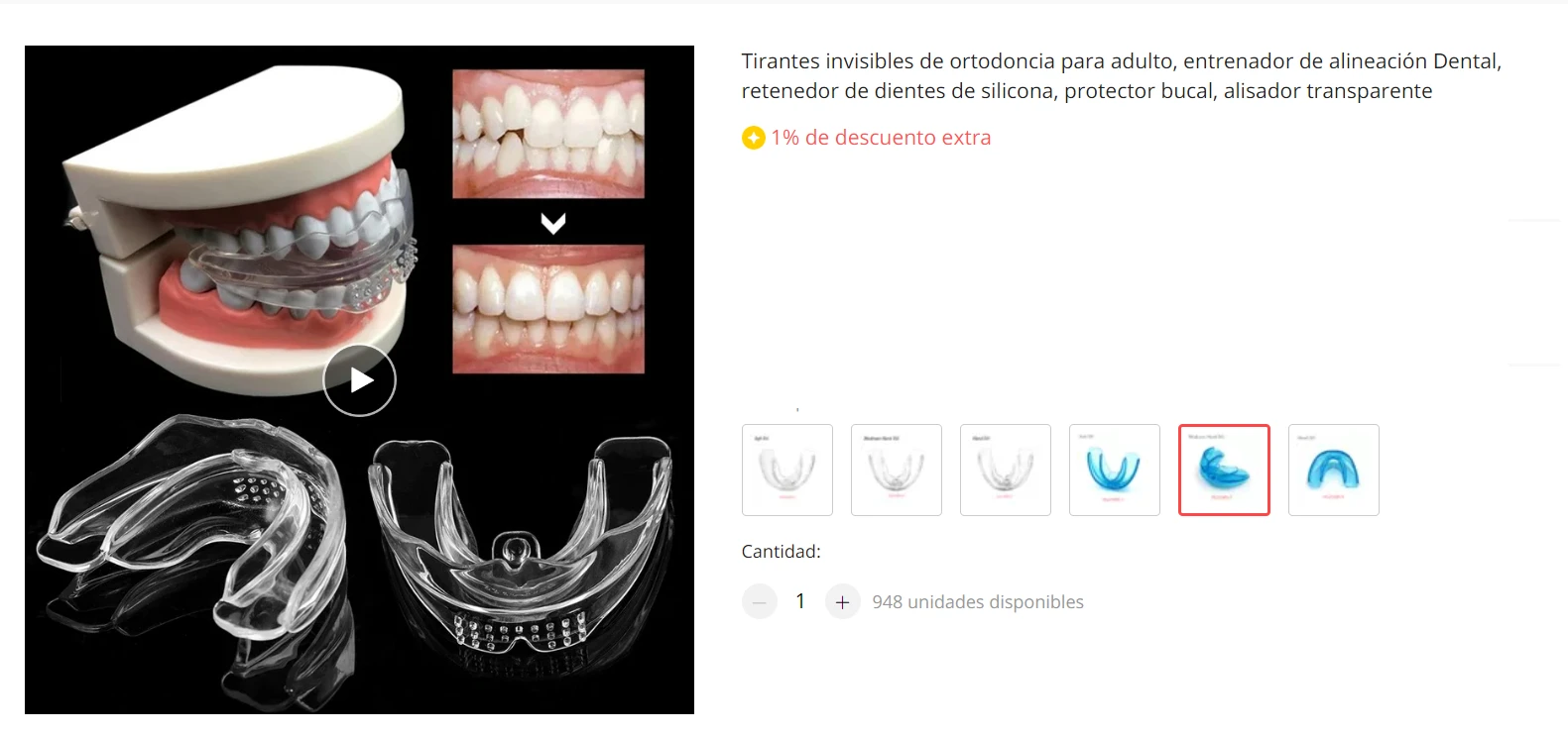 Publicación de Aliexpress en donde se ofrece ortodoncia invisible.